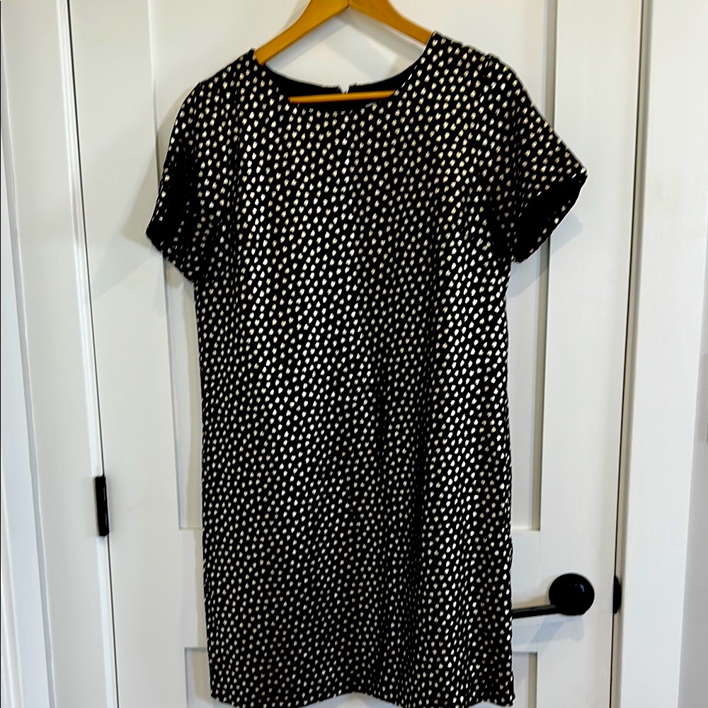 J. Crew Black and Gold Heart-Shaped Polka Dot Dress